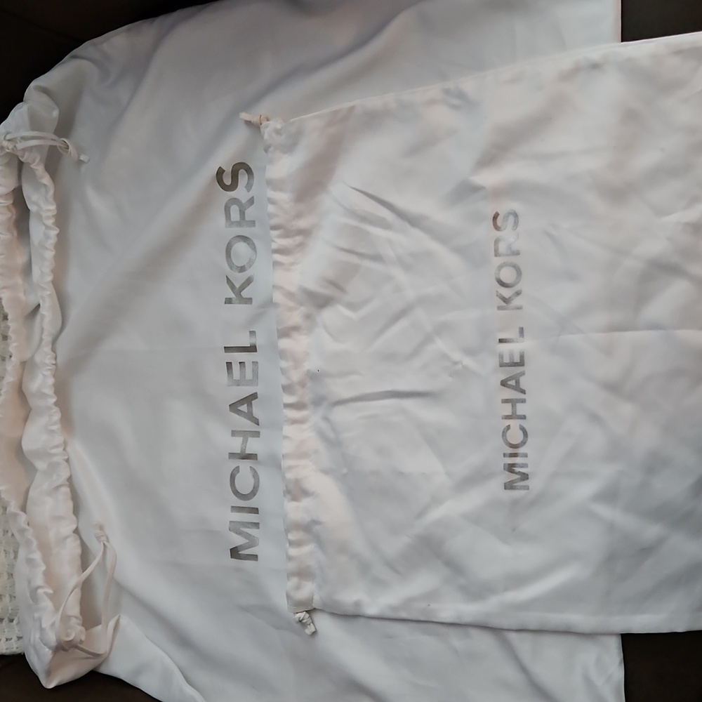 Michael Kors Large & Small White Satin Dust Bags with Drawstrings